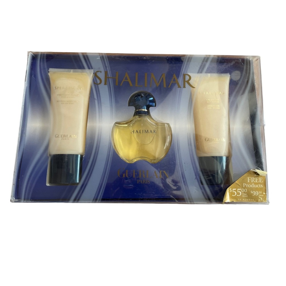 Vintage Guerlain Shalimar Fragrance Gift Set 1.7oz 50ml EDT Spray + Body Lotion